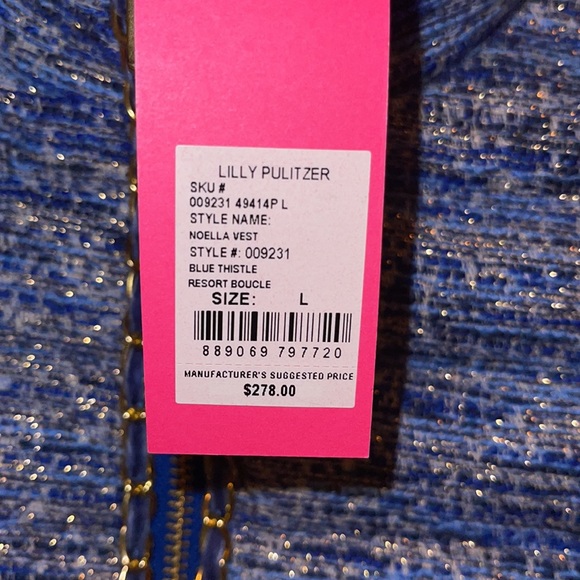 NWT Lilly Pulitzer Noella Vest Blue Thistle Resort Boucle size large org. 278.00 - Picture 3 of 11
